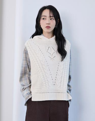 26FW 울블렌드 후드 케이블 베스트