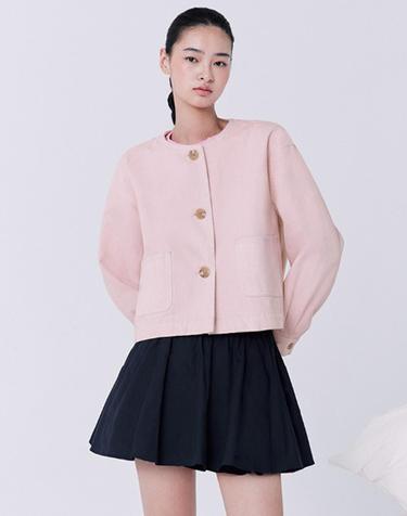 라운드넥 데님 자켓