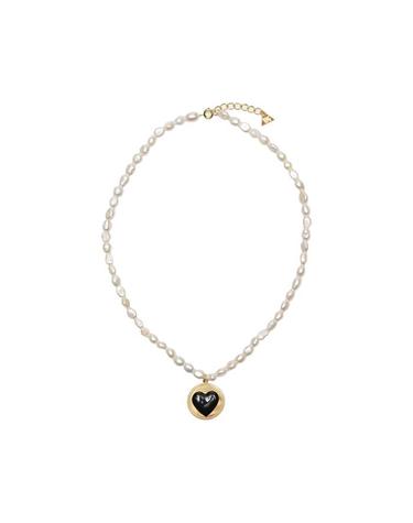 윌헬미나 가르시아 HEART AND PEARL DATING NECKLACE / HRT024-BLACK