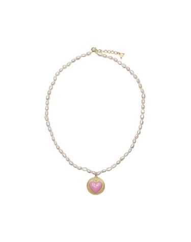 윌헬미나 가르시아 HEART AND PEARL DATING NECKLACE / HRT024-PINK