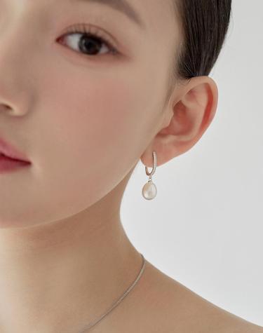 [SILVER] 퓨어 펄 큐빅 귀걸이 JS-25-014E
