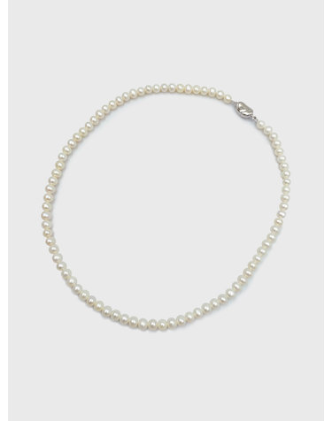 [SILVER] 천연 담수 진주 목걸이 - 5MM JS-22-008N