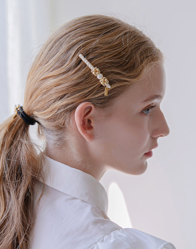 장폴클라리쎄 장폴 클라리쎄 메탈 볼 플라워 헤어핀 LFSL0293 착용컷