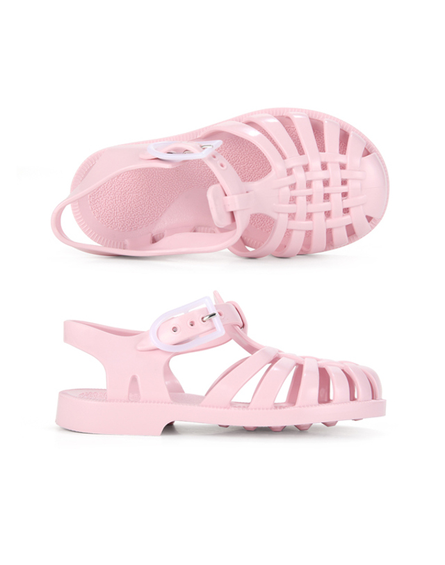 메듀즈 메듀즈 SUN 201 ROSE PASTEL 로즈 파스텔 연핑크 아동 키즈 젤리슈즈 샌들 착용컷