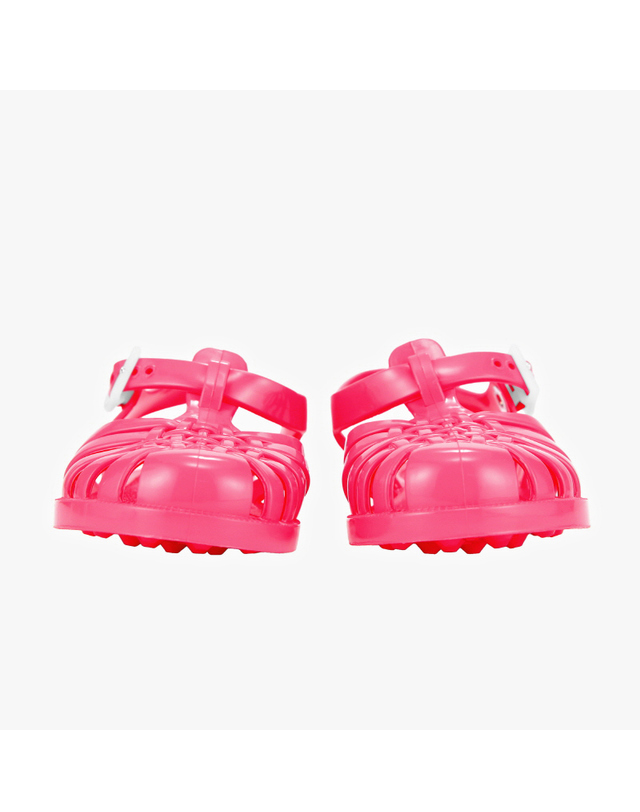 메듀즈 메듀즈 SUN 201 FUCHSIA 푸시아 핑크 아동 키즈 젤리슈즈 샌들 착용컷