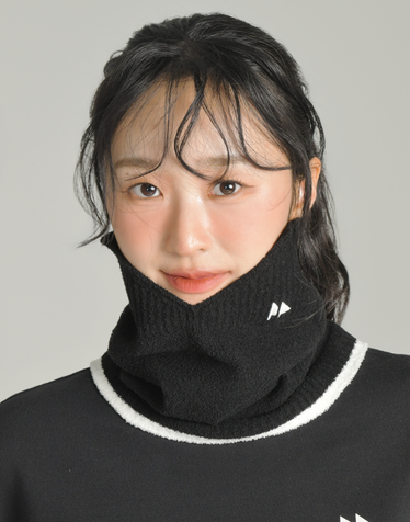 [품절임박][Soft Warm] 블랙 여성 골조직 포인트 넥워머