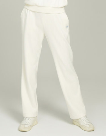 [품절임박][Range wear] 아이보리 여성 로고 포인트 코듀로이 세미와이드 팬츠