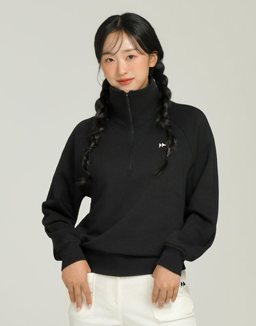 [품절임박][Range wear] 블랙 여성 스트레치 티핑 포인트 반집업 티셔츠