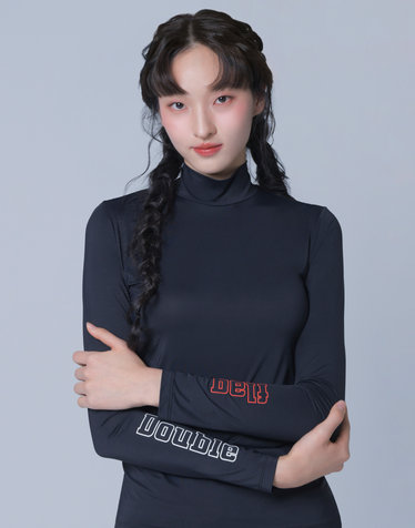 [BEST][베이직템]블랙 여성 듀얼레터 긴팔 냉감 이너