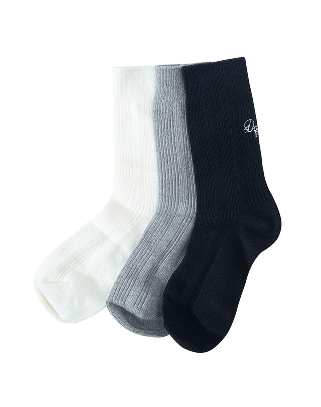 더블플래그 여성 [Soft Warm] 아이보리 여성 울라이크 3족 SET 미드 삭스 착용컷