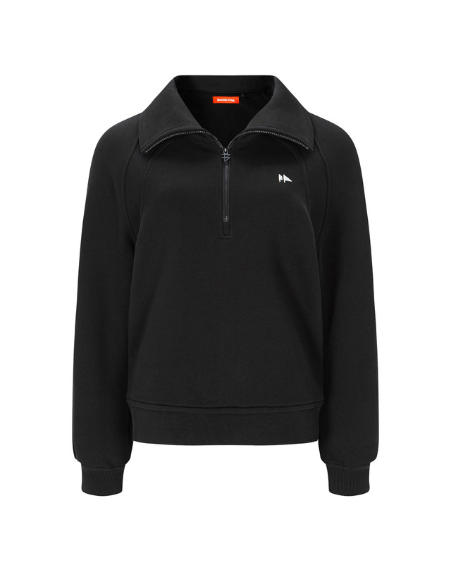 더블플래그 여성 [Range wear] 블랙 여성 스트레치 티핑 포인트 반집업 티셔츠 착용컷