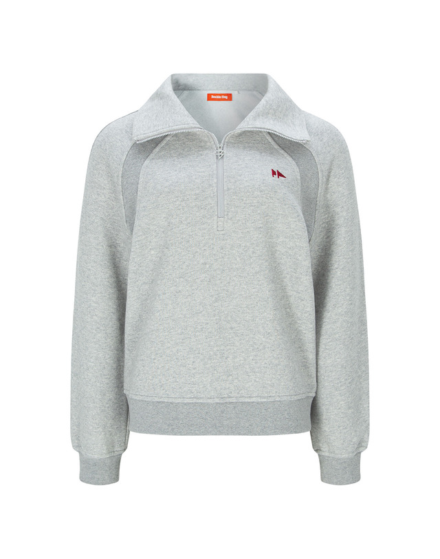 더블플래그 여성 [Range wear] 멜란지 그레이 여성 스트레치 티핑 포인트 반집업 티셔츠 밝은 그레이 착용컷