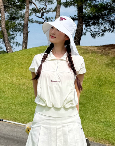 더블플래그 여성 · [완판재입고][쿨링/레이어드] 아이보리 여성 냉감 그래픽 반집업 베스트 · [26SS] · 스토어 상품 이미지