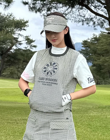 [시어서커] 카키 여성 스마일 그래픽 라운드 베스트