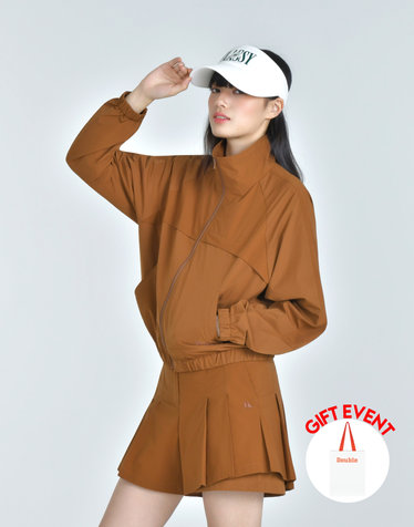 [쇼핑백동봉][루즈핏] 브라운 여성 컴포지션 립 루즈핏 점퍼