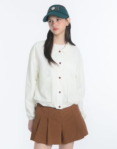 [ON & OFF] 아이보리 여성 러블리 버튼업 블루종 점퍼
