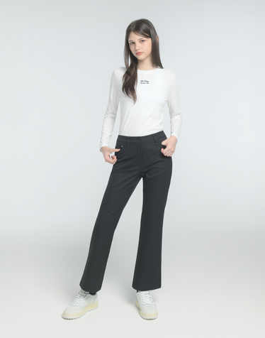 [Signature] 블랙 여성 밸런스 모션 부츠컷 팬츠