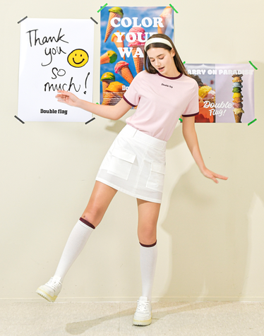 [품절임박][시어서커] 아이보리 여성 시어서커 스트레치 밴드 A라인 스커트