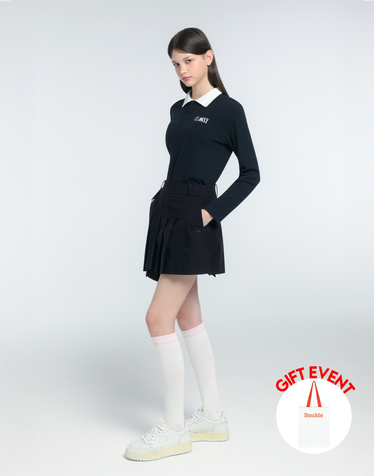 [쇼핑백동봉][TREND PICK] 블랙 여성 레이어드 모션 플리츠 스커트