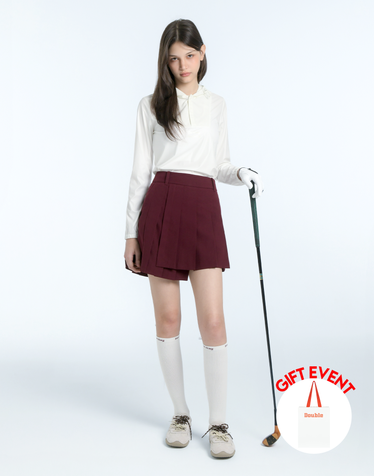 [쇼핑백동봉][TREND PICK] 와인 여성 레이어드 모션 플리츠 스커트