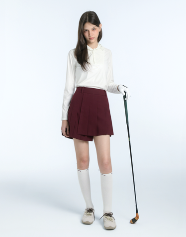 [TREND PICK] 와인 여성 레이어드 모션 플리츠 스커트