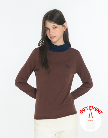 [쇼핑백동봉][TREND PICK] 브라운 여성 아틀리에 컬러 후드 스웨터