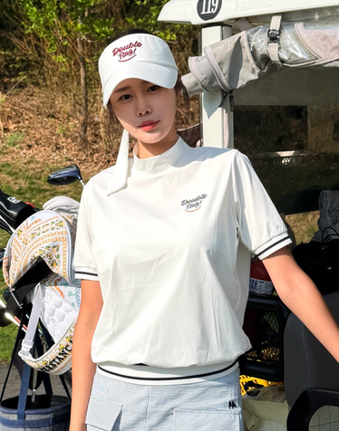 [BEST][ICE터치] 아이보리 여성 스마일 그래픽 썬쉴드 모크넥 반팔티