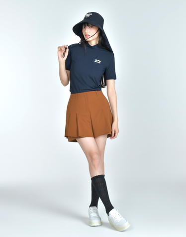 [BEST][슬림핏] 블랙 여성 스컬프트 립 하이넥 반팔티