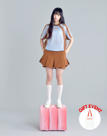 [쇼핑백동봉][BEST][루즈핏] 라이트 블루 여성 크로마틱 컬러 메쉬 반팔티