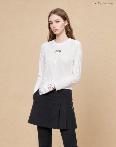 [쇼핑백동봉][TREND PICK] 아이보리 여성 라인포인트 컴포트 럭스(Luxe) 티