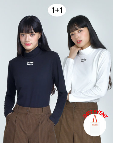 [쇼핑백동봉][Buy 1 Get 1] 아이보리 여성 하이넥 기모 이너웨어 더블 팩(Double Pack)
