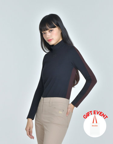[쇼핑백동봉][Signature] 블랙 여성 소프트 터치 더블컬러 하이넥 티