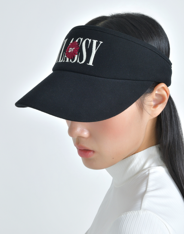 더블플래그 여성 [쇼핑백동봉][Signature] 블랙 여성 Classy 바이브 썬 바이저 착용컷