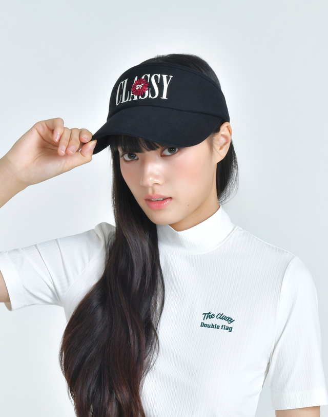더블플래그 여성 [쇼핑백동봉][Signature] 블랙 여성 Classy 바이브 썬 바이저 착용컷