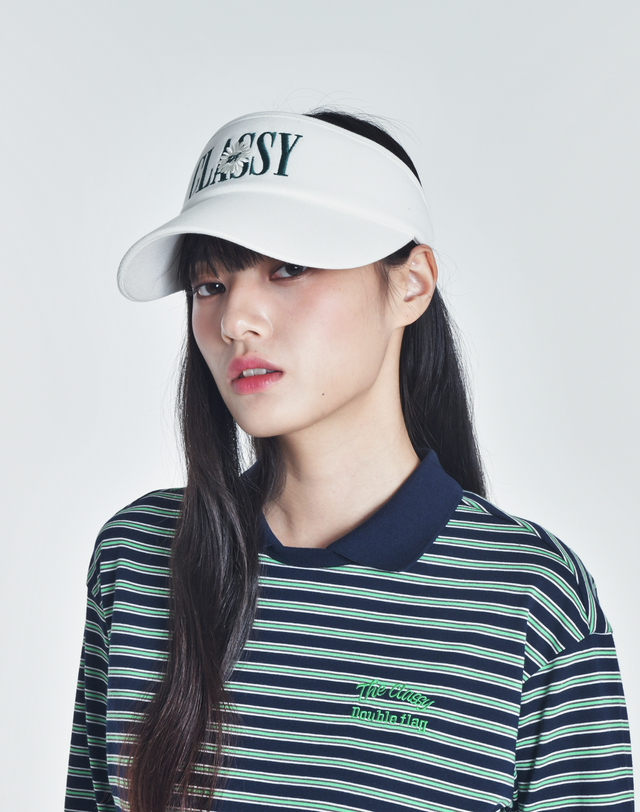 더블플래그 여성 [쇼핑백동봉][Signature] 아이보리 여성 Classy 바이브 썬 바이저 착용컷
