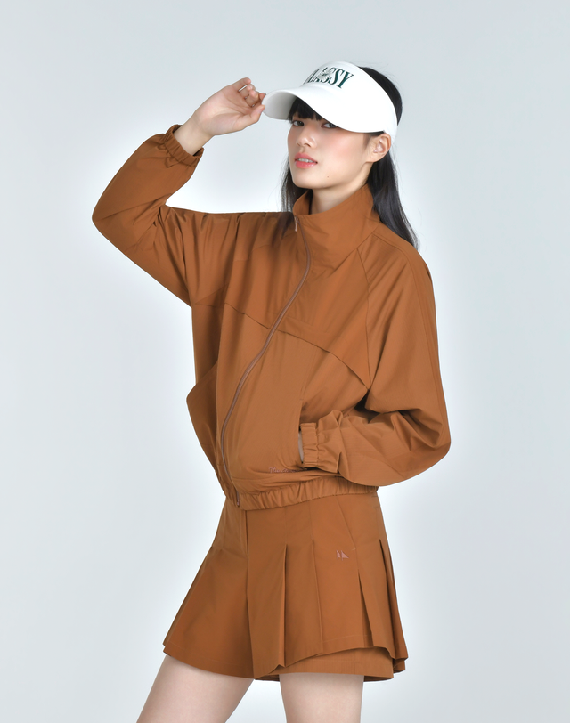 더블플래그 여성 [쇼핑백동봉][루즈핏] 브라운 여성 컴포지션 립 루즈핏 점퍼 착용컷