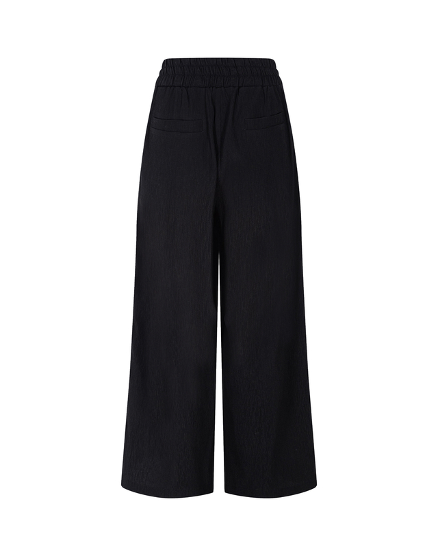 더블플래그 여성 [BEST][Micro Pleats] 블랙 여성 Micro Pleats 라인 컬러링 와이드 팬츠 착용컷