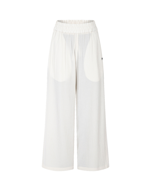 더블플래그 여성 [BEST][Micro Pleats] 아이보리 여성 Micro Pleats 라인 컬러링 와이드 팬츠 착용컷