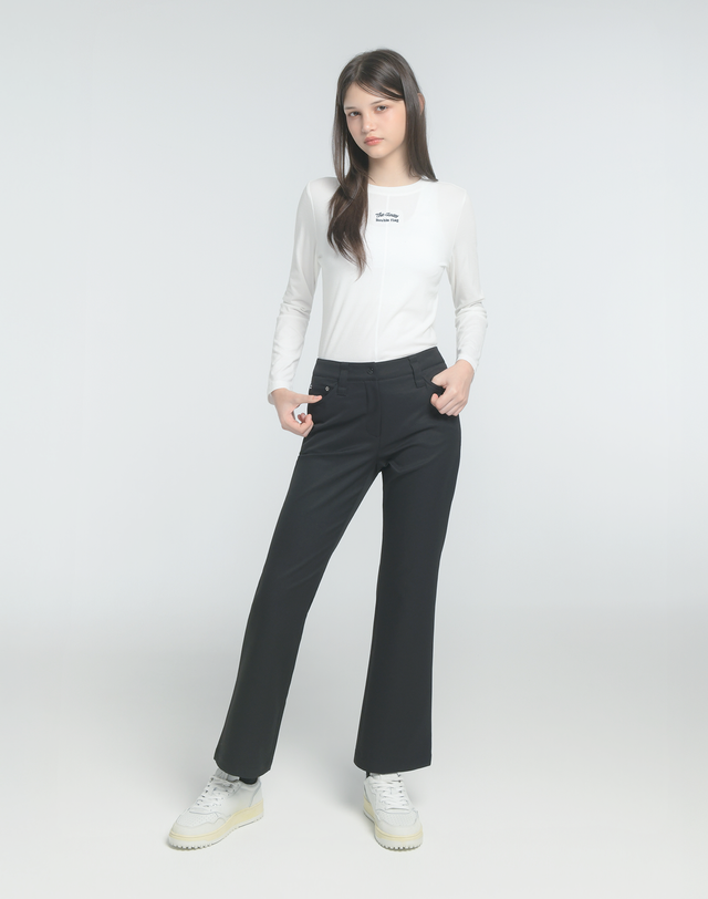 더블플래그 여성 [쇼핑백동봉][Signature] 블랙 여성 밸런스 모션 부츠컷 팬츠 착용컷