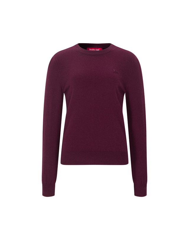 더블플래그 여성 [쇼핑백동봉] 와인 여성 에테르 캐시미어 스웨터 착용컷