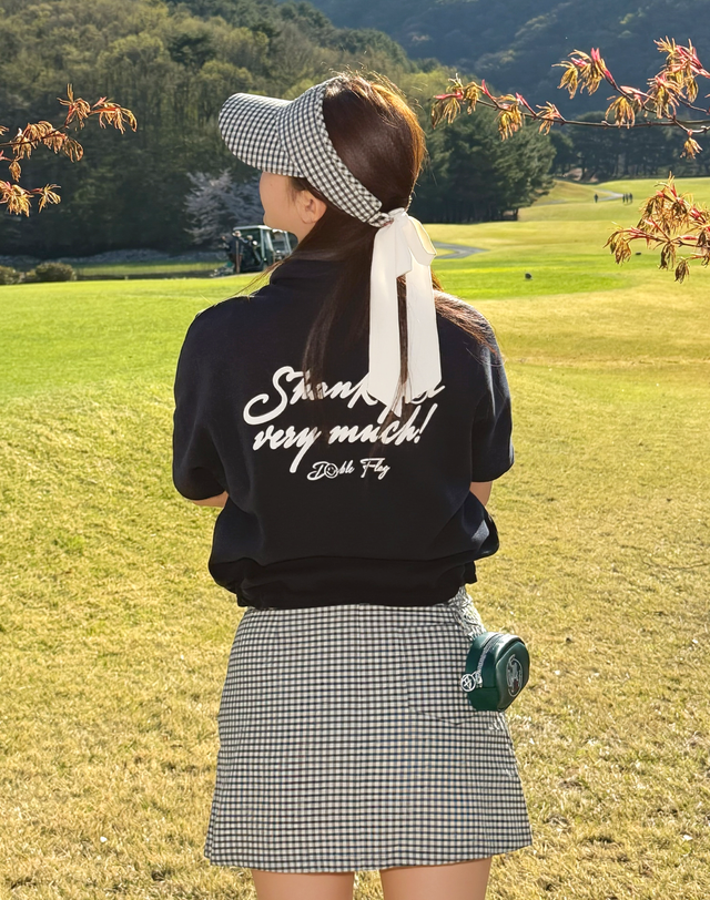 더블플래그 여성 [BEST][리뷰 BEST] 네이비 여성 스마일 그래픽 반팔 카라티 착용컷