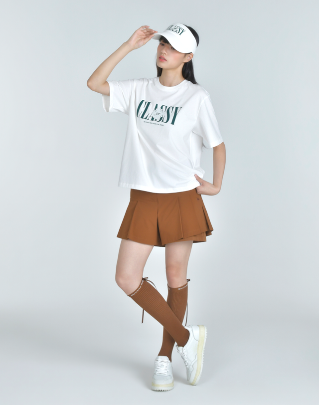 더블플래그 여성 [쇼핑백동봉][BEST][루즈핏] 아이보리 여성 Classy 바이브 그래픽 반팔티 착용컷