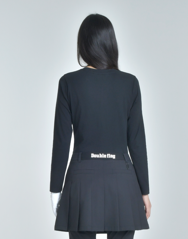더블플래그 여성 [쇼핑백동봉][TREND PICK] 블랙 여성 라인포인트 컴포트 럭스(Luxe) 티 착용컷