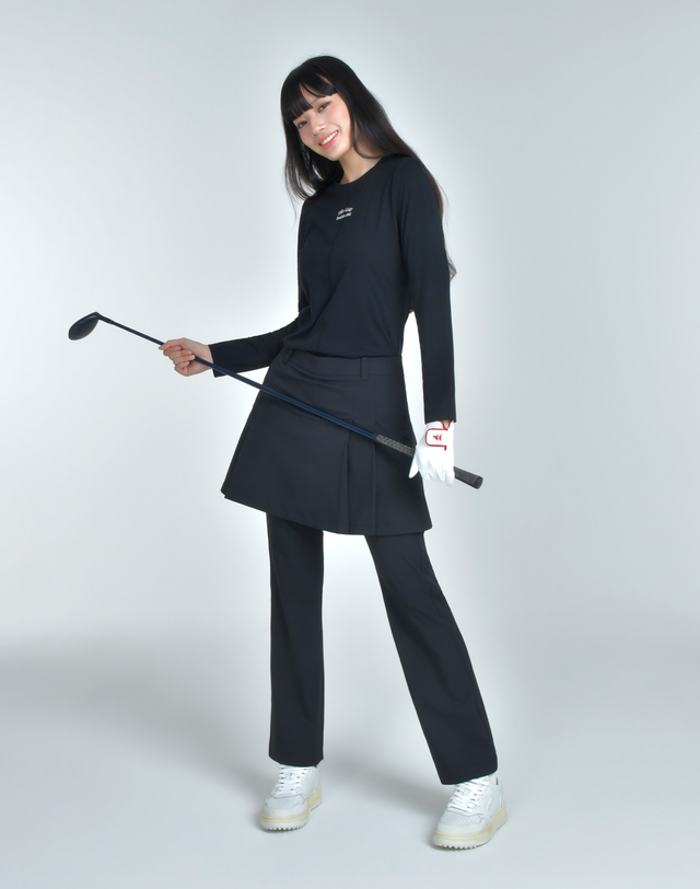 더블플래그 여성 [쇼핑백동봉][TREND PICK] 블랙 여성 라인포인트 컴포트 럭스(Luxe) 티 착용컷