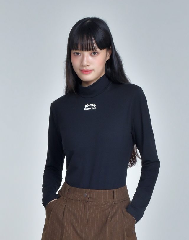 더블플래그 여성 [쇼핑백동봉][Buy 1 Get 1] 아이보리 여성 하이넥 기모 이너웨어 더블 팩(Double Pack) 착용컷