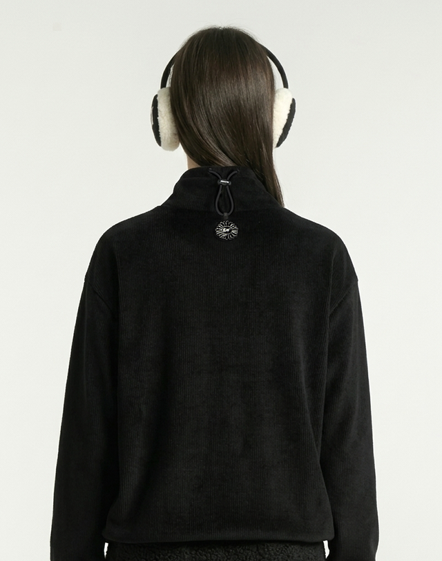 더블플래그 여성 [쇼핑백동봉][CORD WARM] 블랙 여성 웜 텐션 코듀로이 하이넥 티셔츠 착용컷