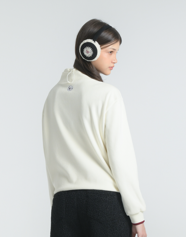 더블플래그 여성 [CORD WARM] 아이보리 여성 웜 텐션 코듀로이 하이넥 티셔츠 상세