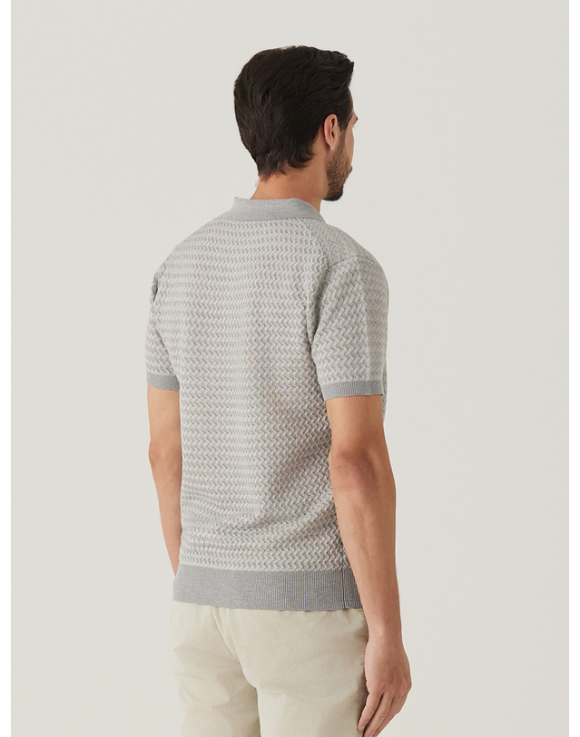 페라로 밀라노 [페라로밀라노]투톤 헤링본 카라 스웨터 L/그레이 (AM0FTSY20532) 착용컷