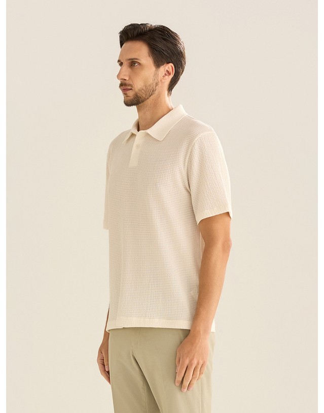 페라로 밀라노 [페라로밀라노]세미오버 카라 스웨터 티셔츠 아이보리 (AM0GTTY25261) 착용컷