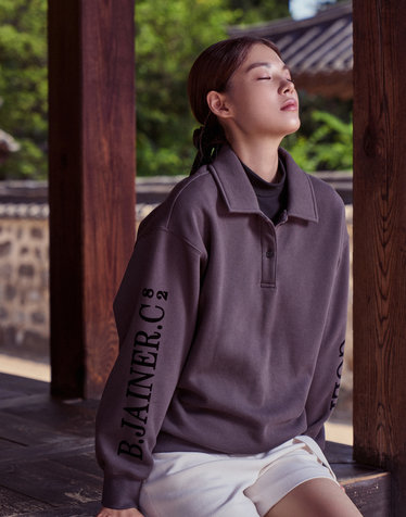 BJC collar overfit sweatshirt - Charcoal